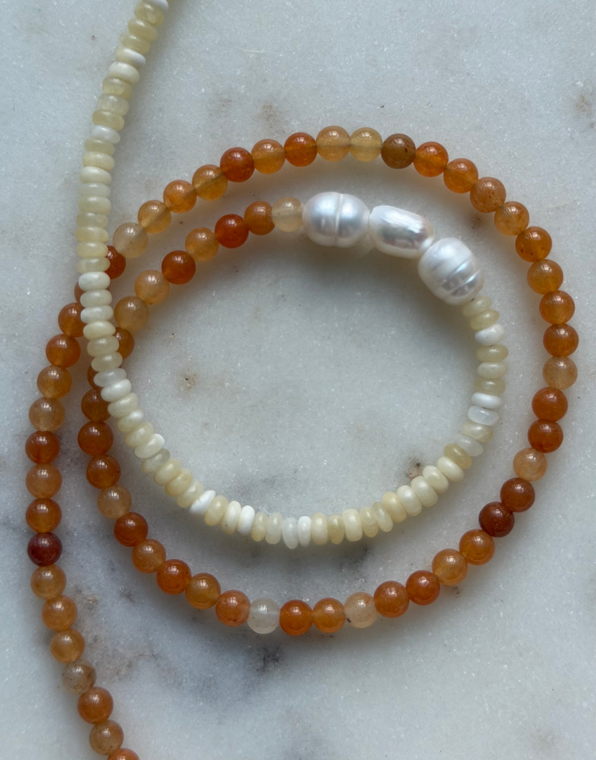 Orange Aventurine and Yellow Calcite Necklace
