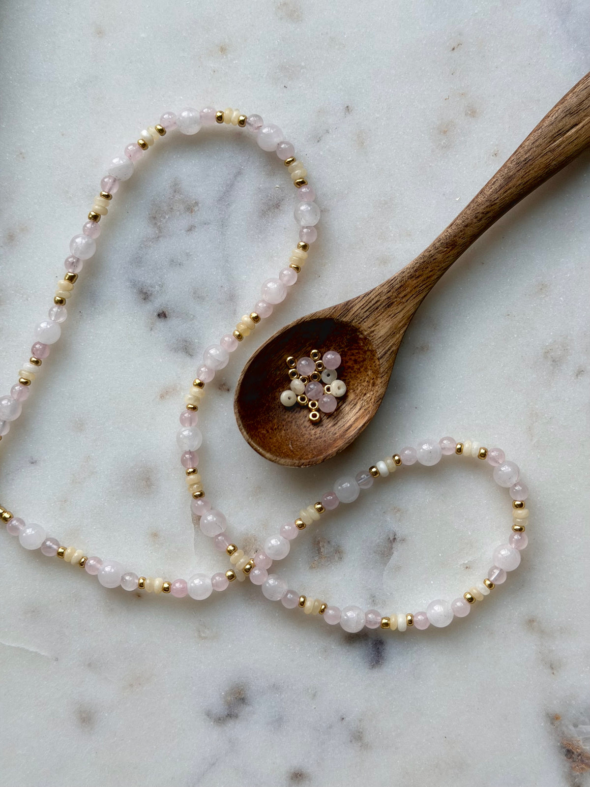 Yellow Calcite and Rose Quartz Necklace