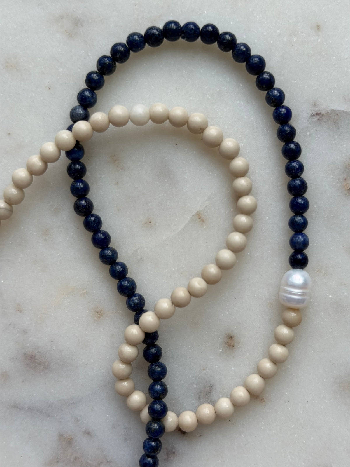 Lapis Lazuli and Fossil Jasper Necklace