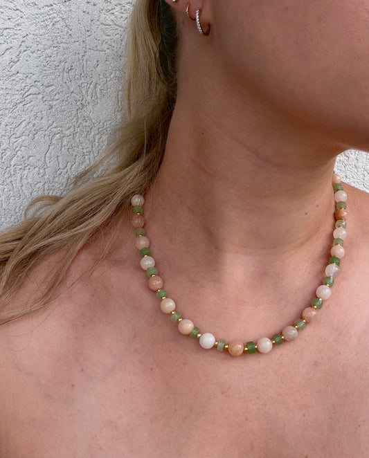 Green Aventurine & Pink Opal Necklace
