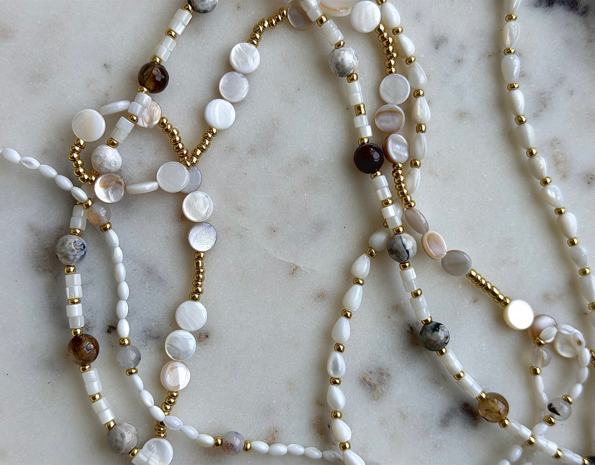 White Shell Beaded Necklace