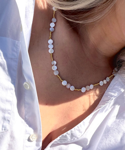 White Shell Beaded Necklace
