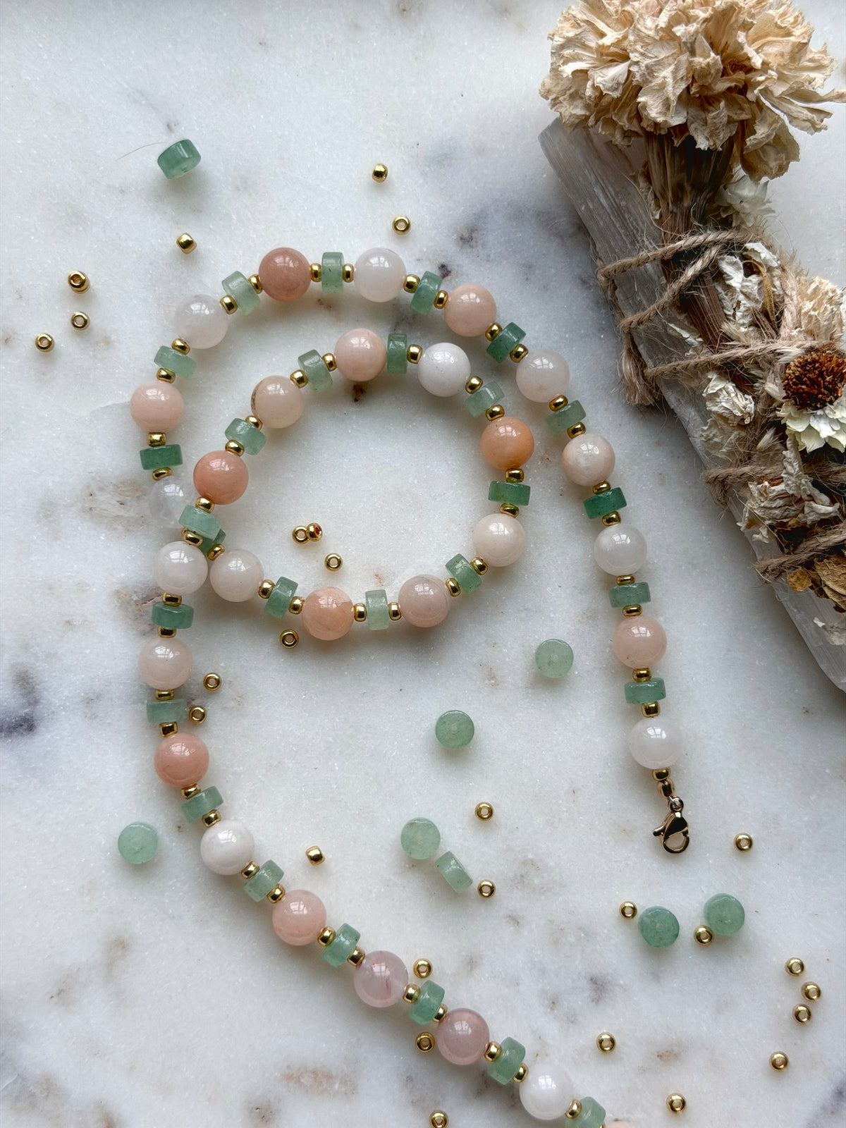 Green Aventurine & Pink Opal Necklace
